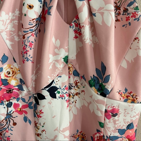 Roz & Ali Pink Floral Midi Dress Size 4 - Picture 2 of 10